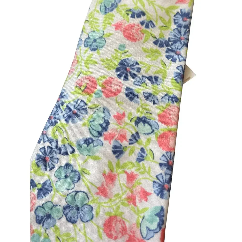 New Janie and Jack Boys White Ditsy Floral Tie Size 2-5